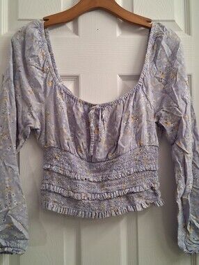 Planet Gold Boho Floral Blouse Juniors Large